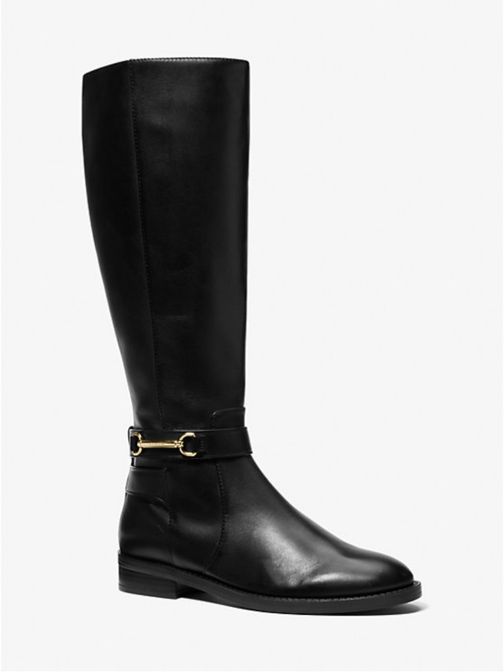 Michael Kors Black Tall Leather Riding Boots with Gold Bit with the original box - Picture 2 of 8